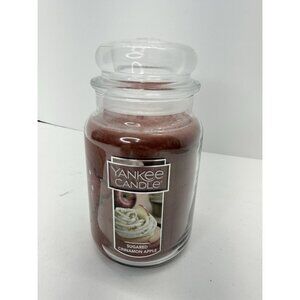New Yankee Candle Glass Sugared Cinnamon Apple Original Jar Candle 22oz